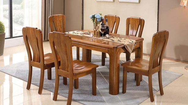 实木长餐桌+餐椅